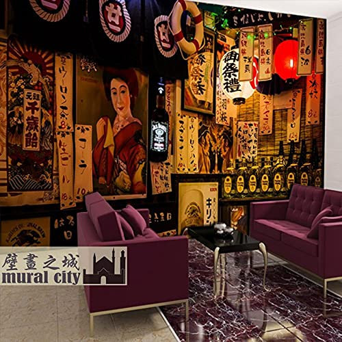 Japanese Retro Tavern Wallpaper Japanese Nostalgic izakaya Wallpaper Japanese Style Restaurant Hotel Japanese mural-400cmx280cm