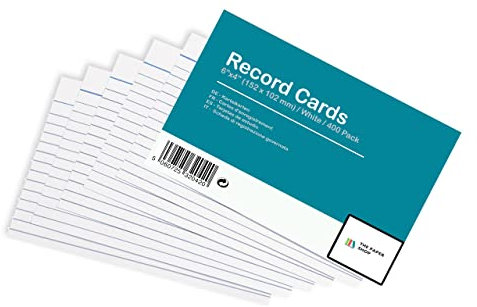 [400 Stück] Karteikarten A6 Liniert Weiß | Lernkarten A6 Liniert Weiß | Karteikarten Groß (6 x 4) 152 mm x 102 mm