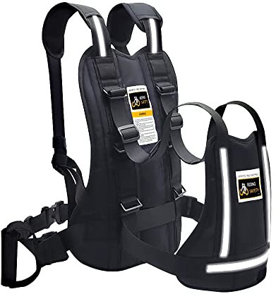 Jolik Aggiornamento Cintura Moto Bambini Imbracatura Regolabile con Due Manici in Materiale Riflettente, Nero