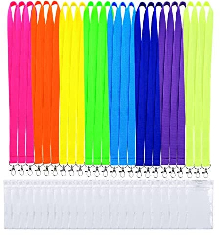 CANWELUX Schlüsselband für Ausweise, Kreuzfahrt-Lanyards mit wasserdichtem Ausweishalter, buntes Durbale-Neon-Schlüsselband für Kreuzfahrt, 24 Stück, mehrfarbig (Multi8C, 24 Stück)