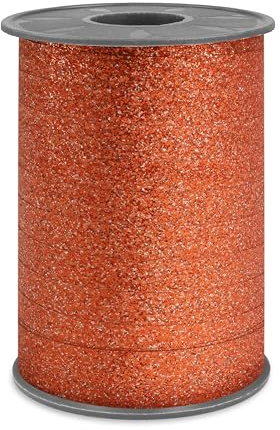 PRÄSENT POLY GLITTER Ringelband bronze, 100 m Geschenkband, Schleifenband in 10 mm Breite, edles Dekoband für festliche Anlässe