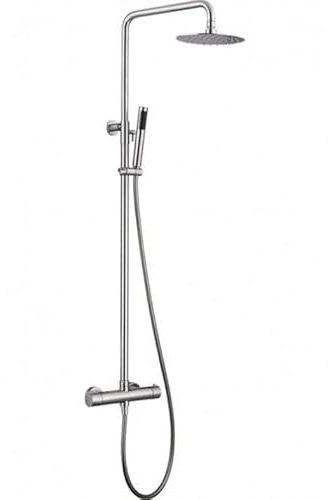 IMEX - Conjunto de ducha termostática de acero inoxidable S316 - Columna de ducha con control de temperatura con Rociador redondo y mango de ducha - Grifos de ducha - Serie Moscú IMEX BTK017/AC