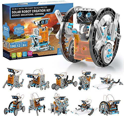 Solar Roboter Bausatz Kinder STEM Experimente 190 Stücke Lernspielzeug Geschenke, 12-IN-1 Solarenergie Kits für Jungen ab 8 9 10 11 12 Jahre Geschenke Spielzeug