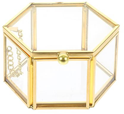 Beaupretty Kasten Aufbewahrungsbox Für Schmuck Schmuckvitrine Aus Glas Jewlwey Organizer-container Schmuckschatulle Aus Glas Kristalldekor Goldbesatz Konservierte Blumen Soda-kalk-glas Mini
