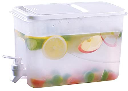 HINAA 4 l Getränkespender mit Wasserhahn, Eistee-Cocktailspender, kalter Wasserkocher im Kühlschrank, Wasserkrug Behälter für Partywasser, Saft, Milch, Eistee, Bier, Wein, Likör, Limonade
