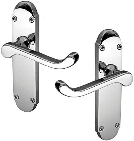 Haven Heritage Door Handles in Polished Chrome Silver Internal Door Handles, Epsom - Back Plate Size 170mm x 42mm. Sold as 1 x Pair