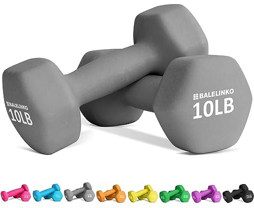 Balelinko Heim-Fitnessgeräte, Workout, Krafttraining, Gewichtsverlust, Pilates, Gewichte, Yoga-Sets, Gewichte für Frauen, Männer, Senioren und Jugendliche, 4,5 kg, Grau, Paar