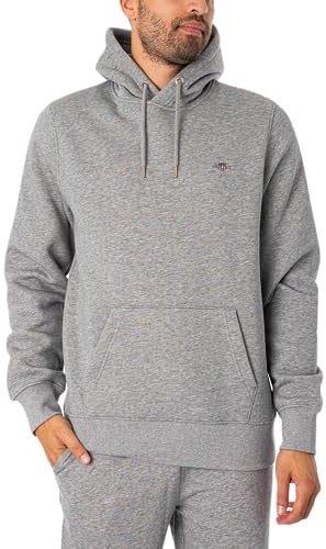 Gant Herren Reg Shield Hoodie Kapuzenpullover, Grey Melange, 5XL EU