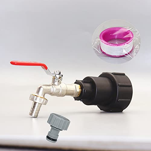 IBC Adapter, 1000L IBC Tank Kugelhahn Universal Wasserhahn Auslaufhahn, S60X6 Grobgewinde Drehbaren Schlauchanschluss Ersatz Für IBC Container Wassertank Regentonne (1/2'' Messing)