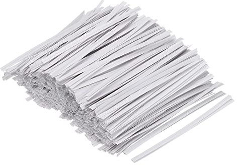 PATIKIL Twist Ties 4 Paper Closure Tie for Party Tying Gift Bags, Candy, Bread, Arts Crafts White Pack of 500