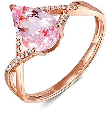 Frauen Ring Rosegold, Eheringe Diamant Echt 18K Sich Schneiden Morganit 1,15ct Verlobungsring Schmuck Geschenke