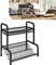 LZQ Gewürzregal Stehend 4 Entagen Gewürzständer, Spice Rack mit 8 Haken, Abnehmbar Großes Kapazität Edelstahl Schwarz Gewürz Organizer für Ölflaschen, Gewürzflaschen, Gläser, Küchenarbeitsplatte