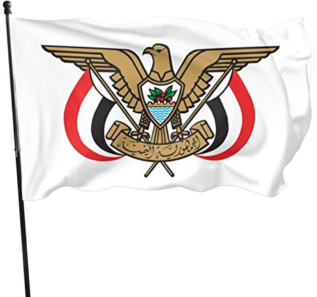Außenbanner Emblem Des Jemen (2) Flagge Flaggen Durable Fahnen Gedruckt Fahnenkette Flaggen Für Feiern Paraden Bar 90X150Cm