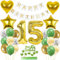 15. Geburtstag Dekoration, Mädchen Geburtstagsdeko 15 Jahre, Tortendeko Geburtstag 15 Jahre Mädchen, 15 Geburtstag Deko Grün Gold, Luftballon 15. Geburtstagsdeko mit 15. Tortendeko
