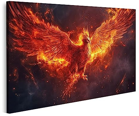 islandburner Bild auf Leinwand Phönix Brennendes Feuer Vögel Mythische Kreaturen Bilder Wandbilder Poster JCDF-1K