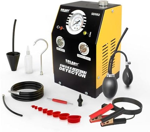 SOLARY Machine à Fumée EVAP, Outil de Détection de Fuites pour Automobiles, DC12V, avec Indicateur de Pression. Jaune.
