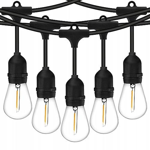 Lumiled Lichterkette Außen 20 Meter mit 40 E27 LED 1W Glühbirne ST45 Warmweiß 2700K 230V Birnen für Garten Biergarten Party Hochzeit Dekoration Terrasse Weihnachten verlängerbar mit Strom