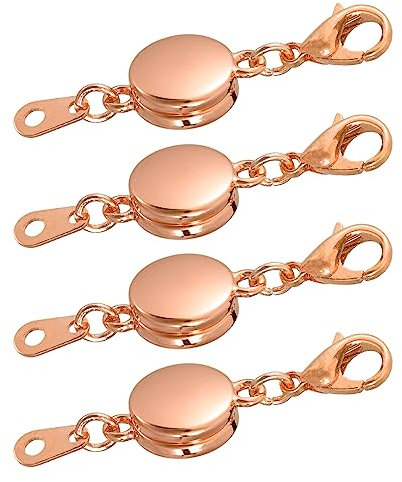 sourcing map 4Stk Magnetisch Schmuck Klammern Oblate Magnetisch Klammern Verschlüsse mit Karabinerhaken Klammern für Armbänder Halskette Schmuck Herstellung (Rose Gold)