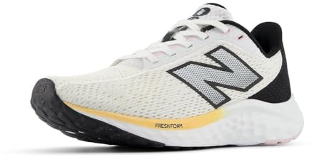 New Balance Damen Fresh Foam Arishi V4 Laufschuh, Weiß/Schwarz/Pfirsichblüte, 9.5