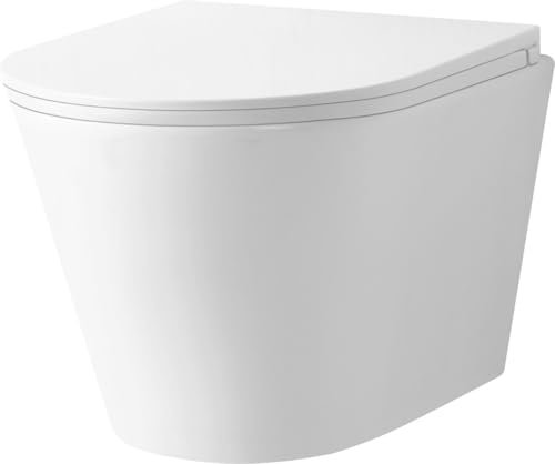 Primaster Wand WC spülrandlos Leros Tiefspüler weiß inkl. WC Sitz Wand-Tiefspül