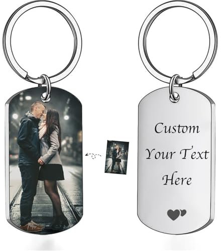 Générique Porte-clés personnalisé avec image Gravure personnalisée Porte-clés photo/texte Idées cadeaux pour couples