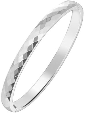 MILAKOO 6 mm Ladies Bracciale in Acciaio inox Gioielli Donna Bracciali Liscio Lucido Ovale Bracciale Poligonale Superficie Riflettente (Argento)