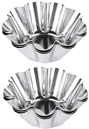 DECHOUS 6Pcs Chrysanthemum Tartlet Tins Carbon Steel Non-Stick Baking Molds for Mini Egg Tarts Cupcakes Desserts