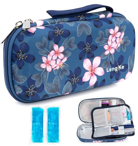 YOUSHARES Estuche Insulina Frio con 2 Bolsa Nevera- Estuche Isotérmico Insulina Nevera Portatil Insulina para Viajes, Neveras Pequeñas Portatil Organizador para Diabéticos (Magnolia)