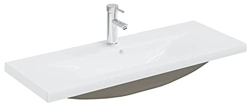 ZEYUAN Lavabo Empotrado con Grifo, Lavabo sobre Encimera, Lavabo Baño, Muebles De Baño, Mueble Lavabo, cerámica Blanco 101x39x18 cm