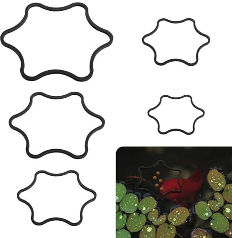 PEUTIER 5pcs Aquarium Floating Plant Rings, Foam Floating Plant Corral Flower Shaped Fish Feeding Rings Fish Tank Food Ring for Intercepting Floating Plants (Black)
