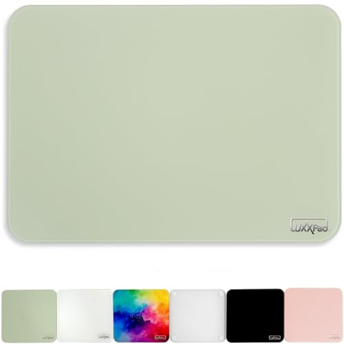 Glassboard Studio LuxxPad Glas-Mauspad – Mauspad für Gaming und trocken abwischbar, gehärtetes starkes Glas mit rutschfesten Gummifüßen für Gaming und Arbeit, Salbei, 25,4 x 35,6 cm