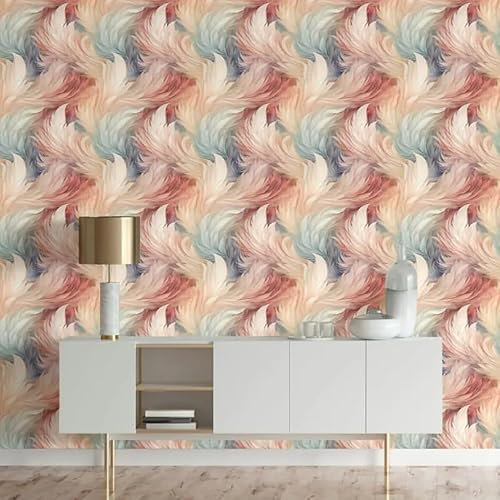 SOPHIE LAURENCE Plumes Feather Wallpaper - Multoicolour Metallic Shimmer, Elegant Feature Wall - 0.53m x 0.53m Sample