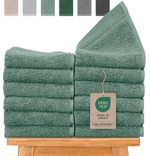 Hausfelder Gästehandtücher 12er Set, 50x30cm - 100% Baumwolle Oeko-TEX Zertifiziert, Handtücher klein, weich, saugstark, Farbe: Hellgrün