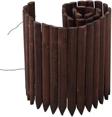 Garteneinfassung, Gartenzaun, Holzzaun, Umrandung für Hof, Terrasse, Weg, dekorative Landschaftseinfassung, Blumenbeet, Zaun, 40 cm H, 2 Stück