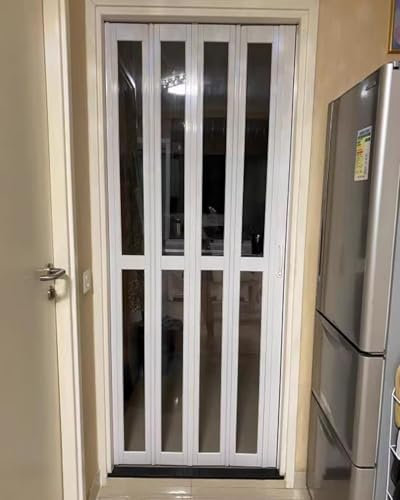 Falttür Innenfalttüren Als Raumteiler, Falttür für Waschküche/Tür/Schrank mit Beschlägen, Rollo Aus PVC und Acryl in Sondergröße(25x40in(63.5x101cm))