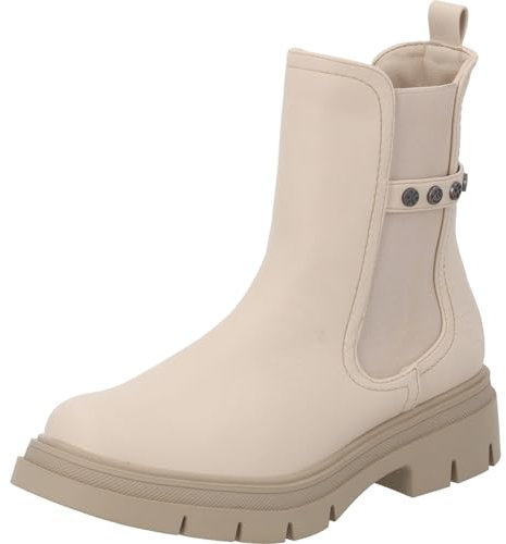 Palado Chelsea Boots Damen Trinda by Sila Sahin – modische Stiefeletten - leicht gefütterte Stiefel - elegante Boots Beige UK7 - EU40