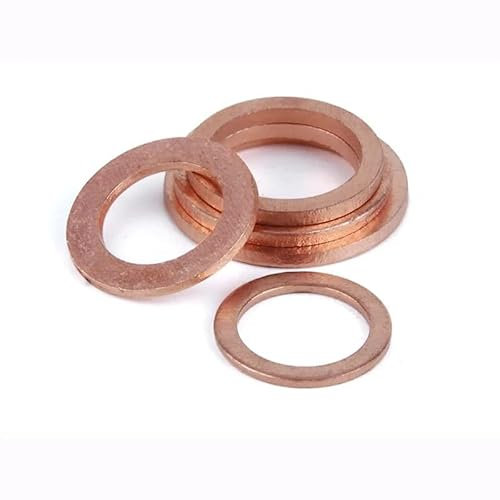 M21 M22 M23 M24 M25 M26 M27 M28 M30 Brass Copper Sealing Boat Washer Flat Gasket Ring Sump Plug Oil Seal Fitting 2mm(M22x32x2 5Pcs)