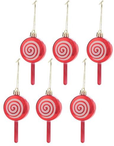 Kleine Weihnachts-Lutscher-Ornamente, süße Süßigkeiten-Anhänger, Lutscher-Ornament-Set, rot-weiße Lutscher-Anhänger für Neujahr