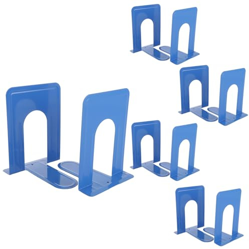 ZOFUN Lot de 10 serre-livres en métal antidérapants pour la maison, le bureau, la bibliothèque, l'école - Bleu - 12,6 x 14,8 x 17 cm