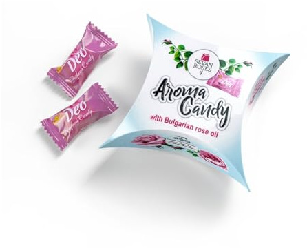 Seven Roses Bonbons Großpackung Mit Rosenextrakt - 40g Box Rosenbonbons Mit Ätherischem Rosenöl Für Gute Laune - Frischer Blumenduft Süßigkeiten Für Candy Bar