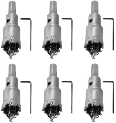 Quystetes Juego de 6 Brocas Expandibles para Sierras de de Carburo de Tungsteno, de Acero Inoxidable y Metal, de 22 mm