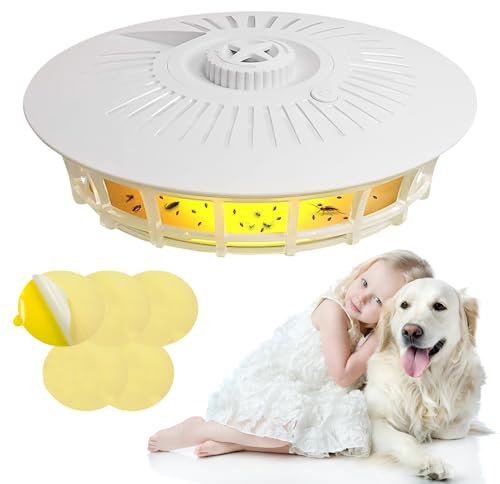 IXYHKB Flohfalle für Wohnung,LED Flohlichtfalle, Falle für Flöhe mit 5 Sticker, Flohfallen Floh Läuse Testsieger Flohlampenfallen für Wohnzimmer Schlafzimmer Kinderzimmer Küche
