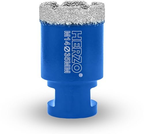 HERZO Broca de Diamante 35 mm con rosca M14 para taladrado en seco de porcelana Azulejos de granito mármol