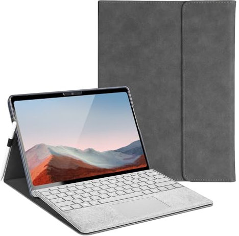 Protective Case for 10-inch Microsoft Surface Go 4/3/2/1, Multiple Angle Viewing, Slim Lightweight Cover, Stylus Holder, Light Heat Dissation, Compatible with Type Cover Keyboard, Grey