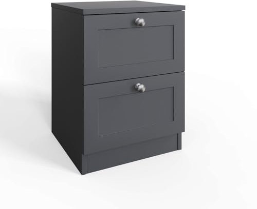 FWStyle Matt Grey 2 Drawer Bedside Table - H55 X W40 X40cm