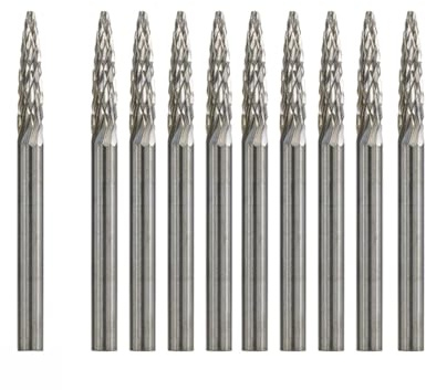 Fresas rotativas de doble corte con vástago de 3mm for herramientas rotativas, lima rotativa de carburo tipo F3 for carpintería de Metal, 10 Uds.