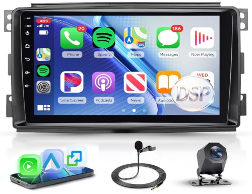 Rimoody Autoradio für Mercedes Benz Smart Fortwo 451 2005-2010 - 9 Zoll Touchscreen mit Wireless CarPlay, Android Auto, Mirror Link, 4×45W, DSP, FM/RDS, Bluetooth, Lenkradsteuerung Rückfahrkamera