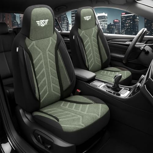 Sitzbezüge passend für Iveco Daily | Farbe: Schwarz-Grün | Model: Prime Pilot | Autositzbezüge | Sitzschoner | Schonbezüge | HERM213