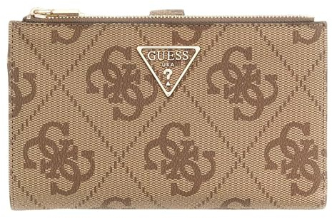 GUESS Geldbörse Laurel II SLG Double Zip Organizer Latte Logo/Brown Hellbraun