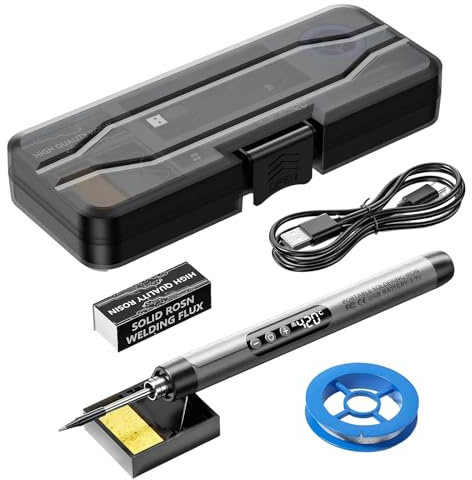 Cordless Soldering Iron Kit | Portable USB Soldering Iron with Battery - Rechargeable Tool with LCD & Intelligent Power Outage